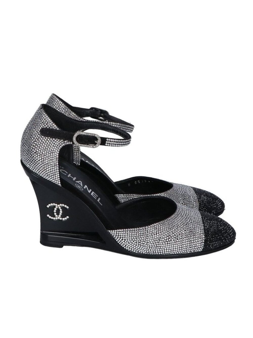 Chanel CC Logo Line Stone Heel Sandals 37c - Picture 4 of 7